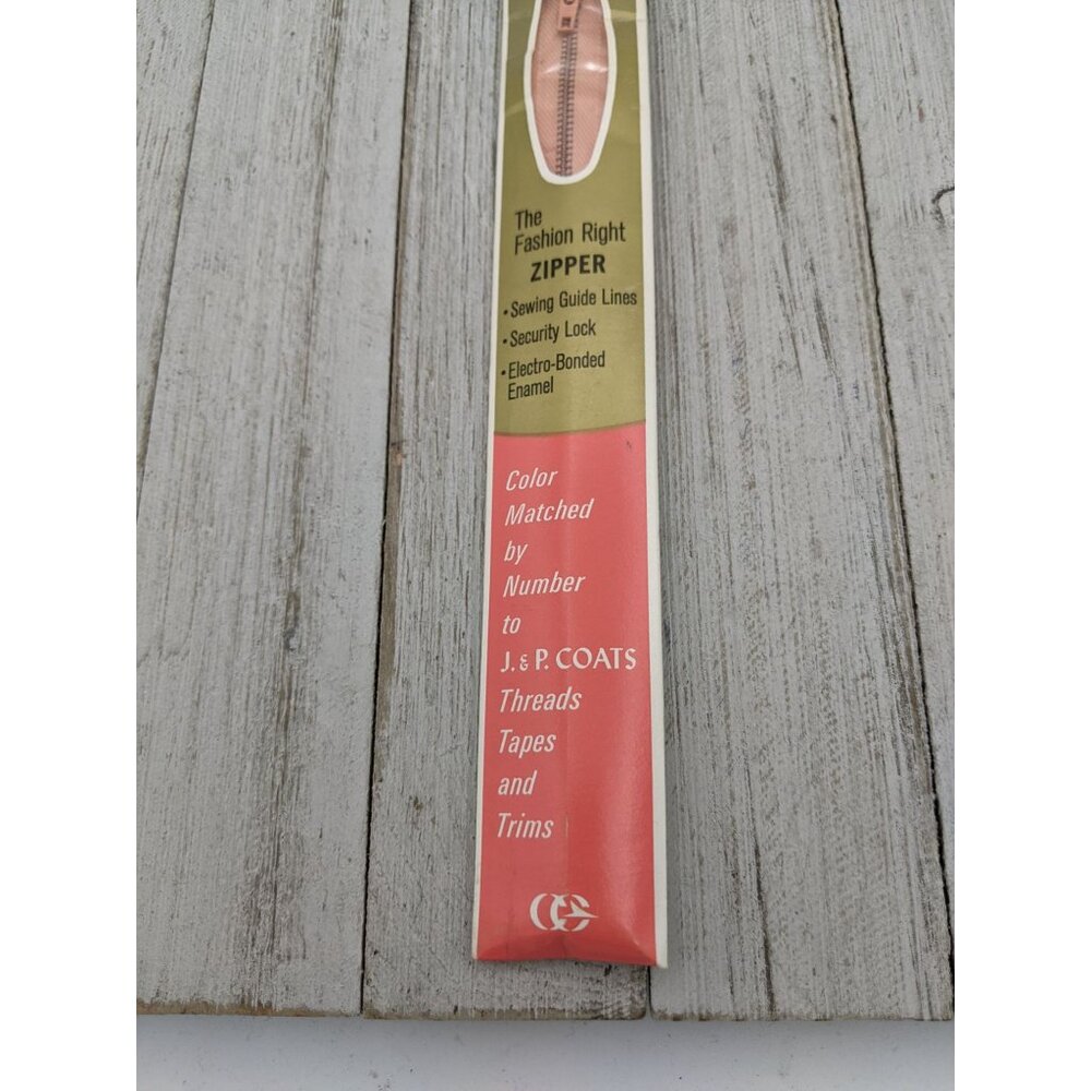 Vintage J&P Coats Neck Opening Metal Zipper 20" Dark Dk Peach 261 - Picture 3 of 4